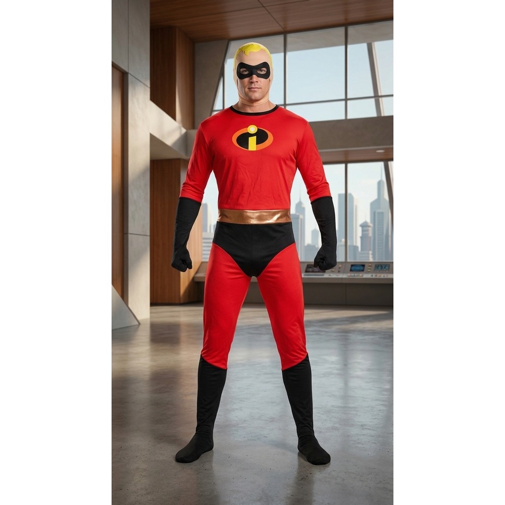 Disney Pixar Mr Incredible Costume Mens M Red Superhero Bodysuit Disguise